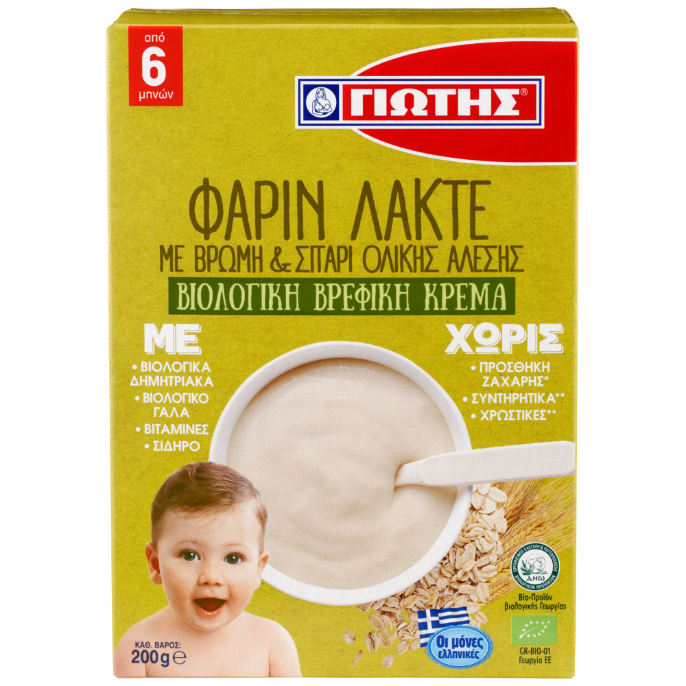 Γιώτης Φαρίν Λακτέ Με Βρώμη & Σιτάρι Ολικής Βιο 200gr