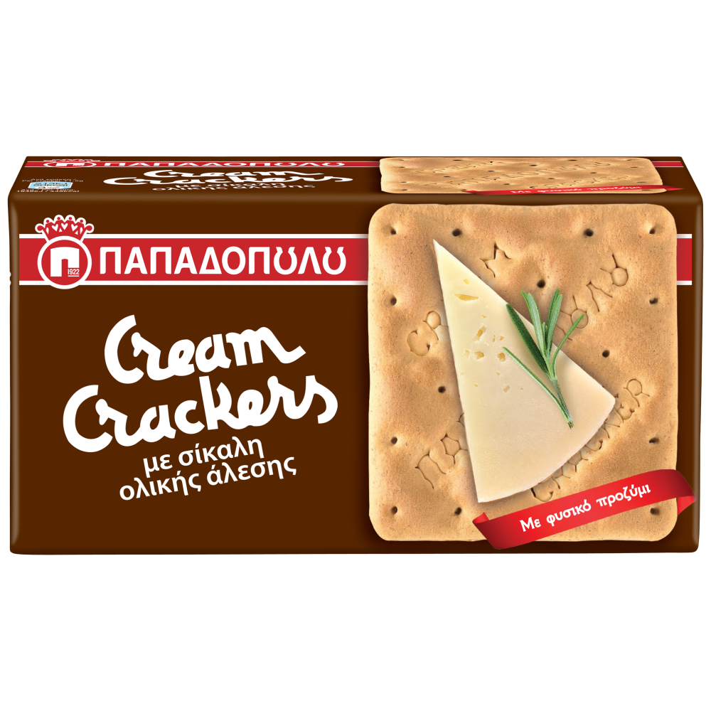 Παπαδοπούλου Cream Crackers Σίκαλης Ολικής Άλεσης 175gr