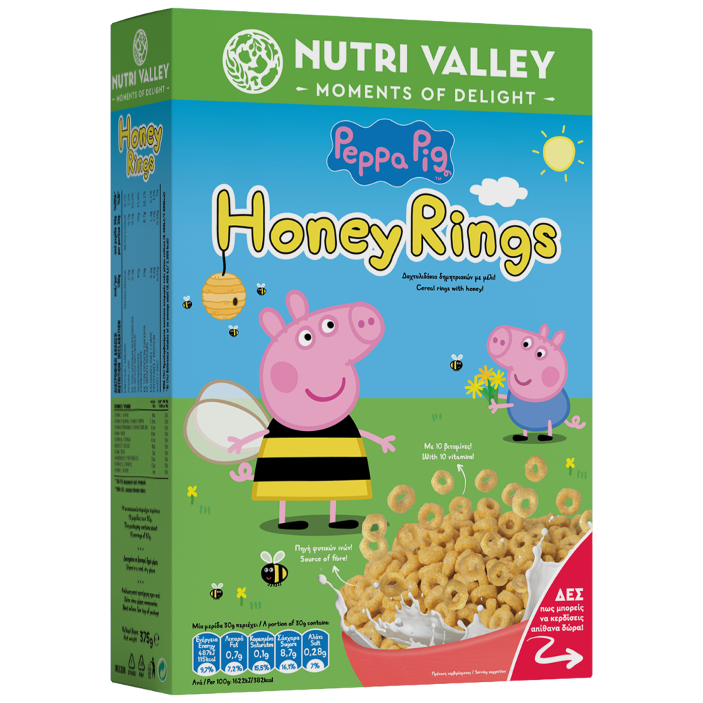 Nutri Valley Δημητριακά Peppa Pig Honey Rings 375gr