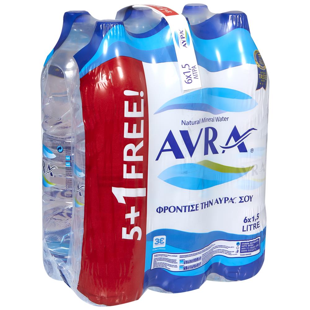 Αύρα Φυσικό Μεταλλικό Νερό 5+1 Δώρο 1,5lt (6x1,5lt)