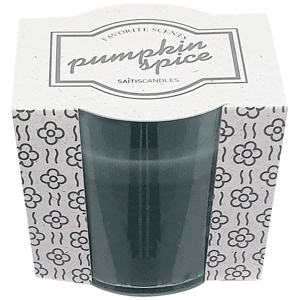 Saitis Κερί Ποτήρι Πλαστικό Γκρί Pumpkin Spice 180gr