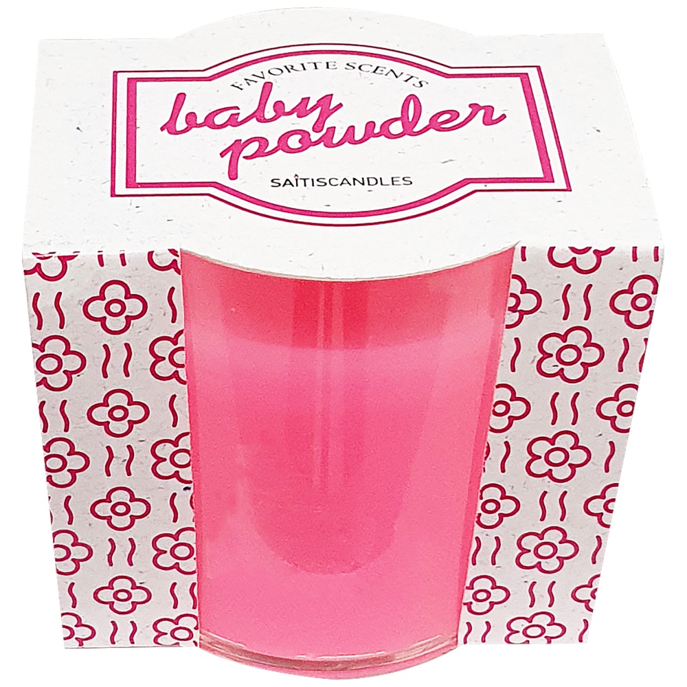 Saitis Κερί Ποτήρι Πλαστικό Φούξια Baby Powder 180gr