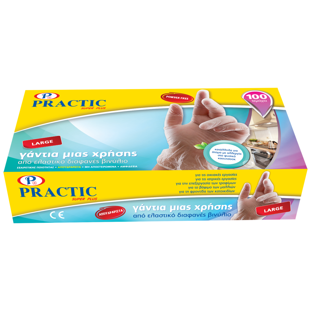 Practic Γάντια Βινυλίου Large 100τεμ
