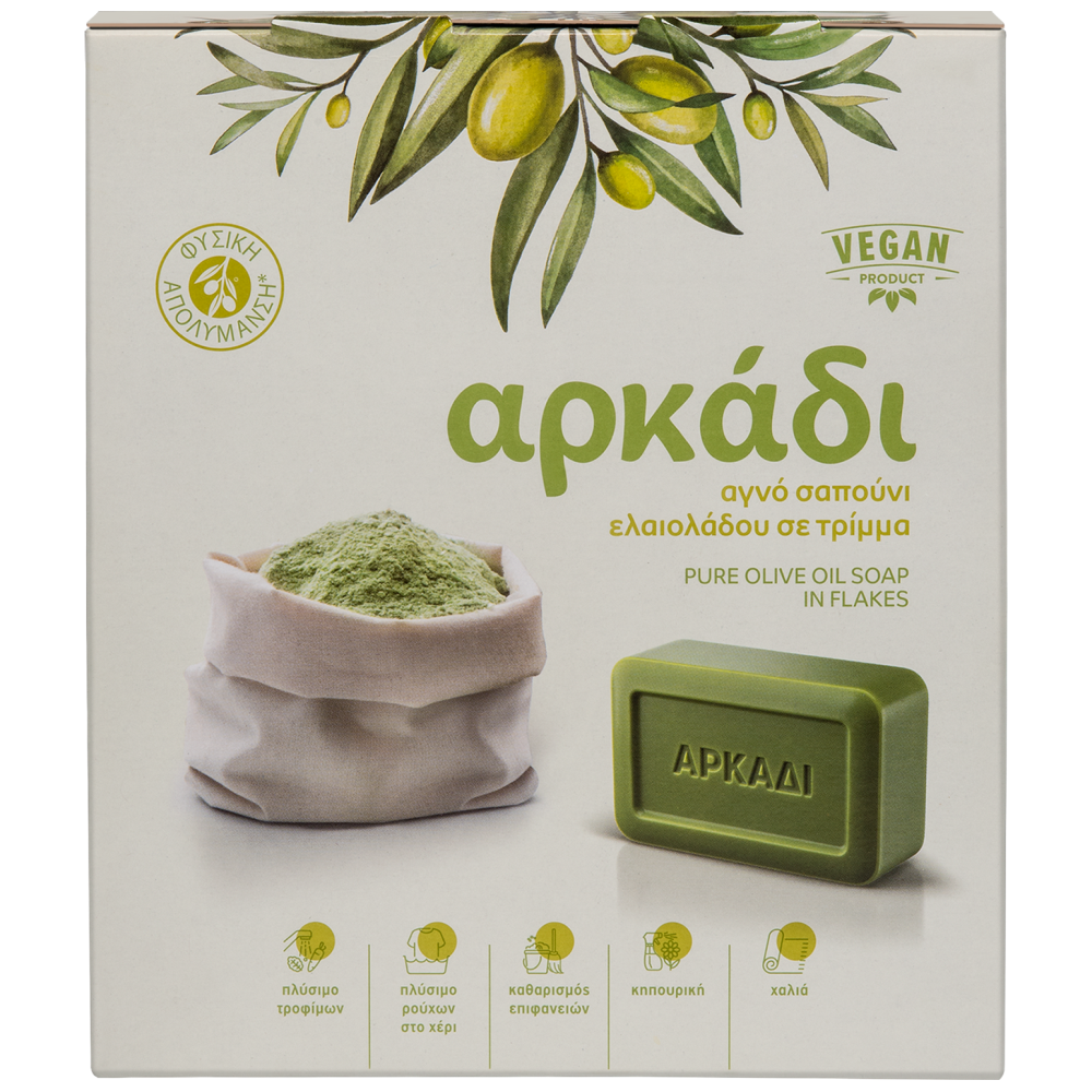 Αρκάδι Αγνό Σαπούνι Ελαιολάδου Σε Τρίμμα Vegan Product Γενικής Χρήσης 500gr