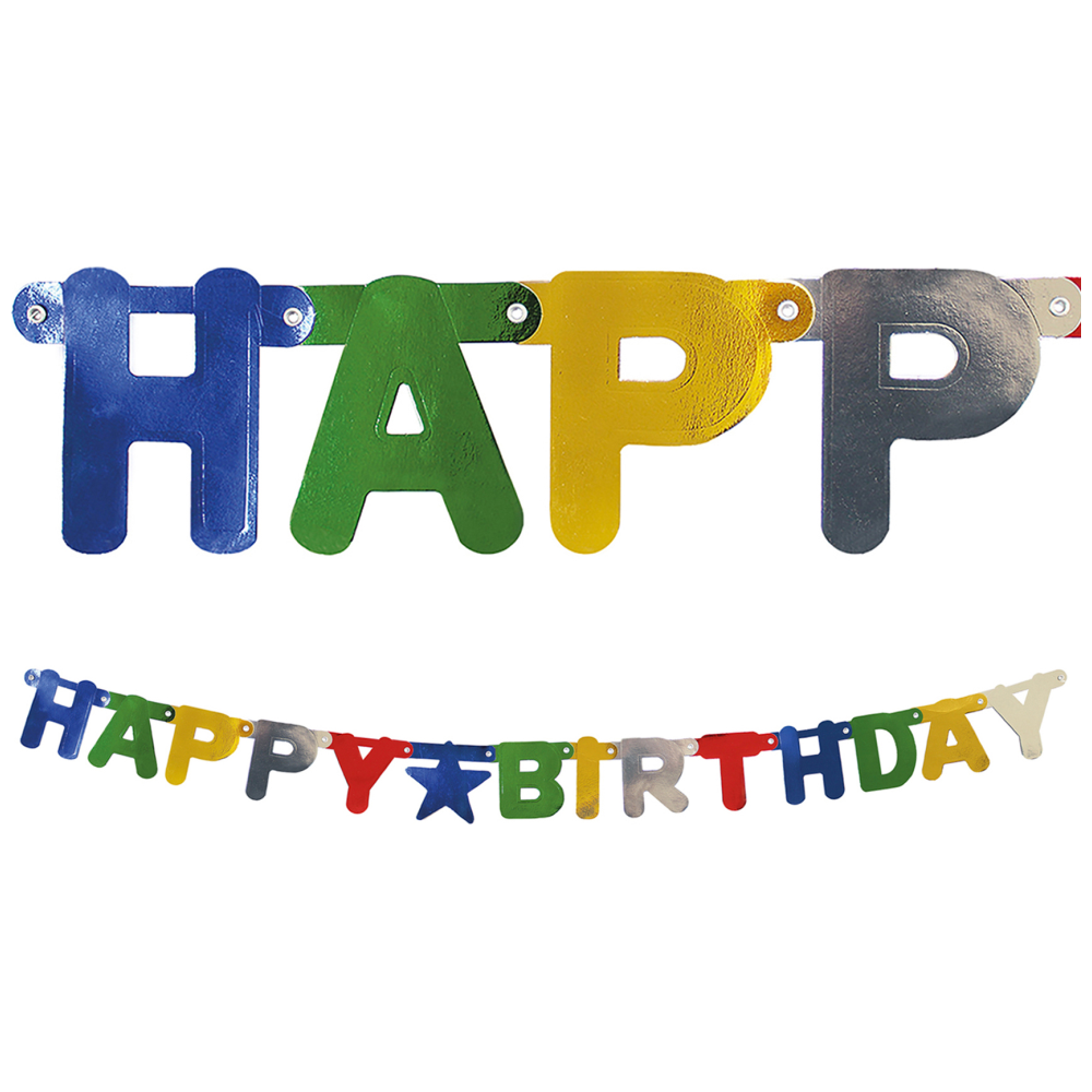 Χάρτινη Μεταλλική Γιρλάντα Happy Birthday