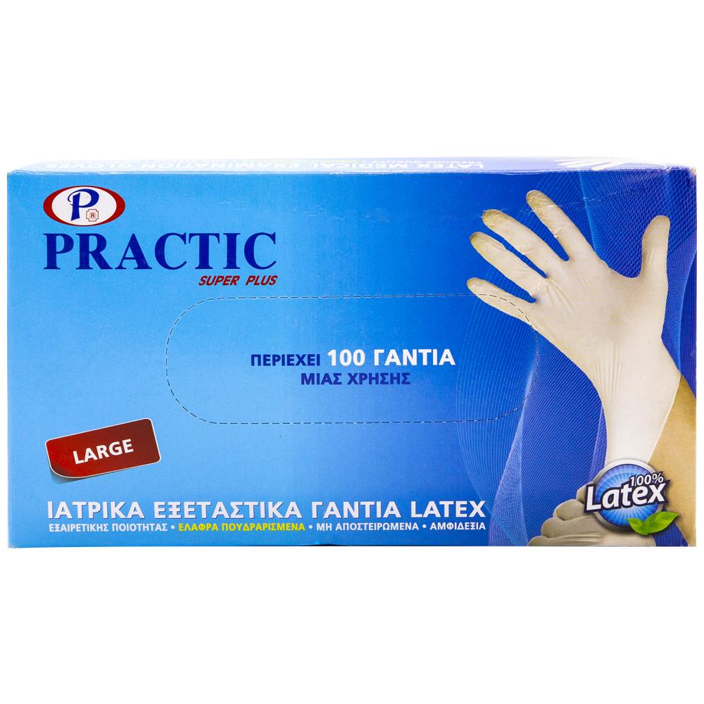 Practic Γάντια Latex Large 100τεμ
