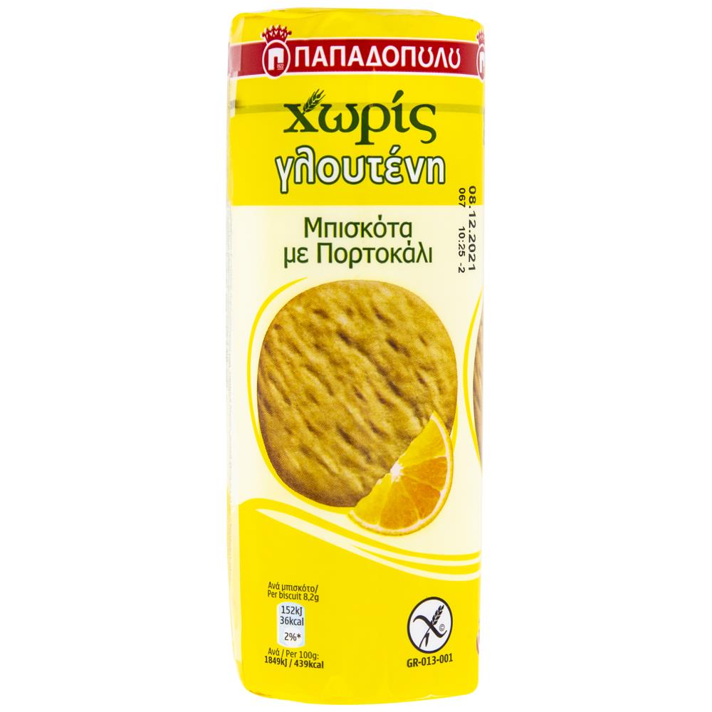 Παπαδοπούλου Μπισκότα Πορτοκάλι Χωρίς Γλουτένη 195gr