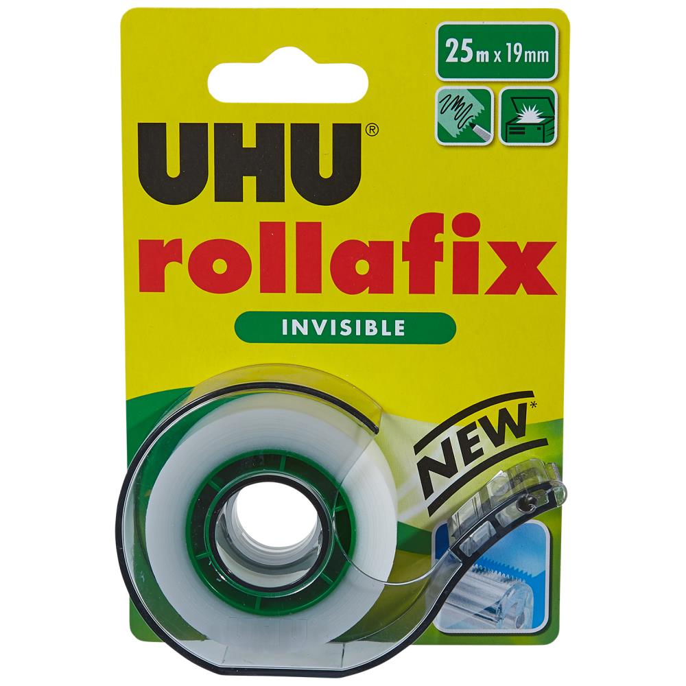 UHU Ταινία Rollafix 25mX19mm + Αόρατη Βάση