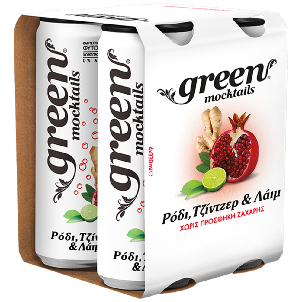 Green Mocktails Ρόδι & Τζίντζερ & Λαιμ 4x330ml