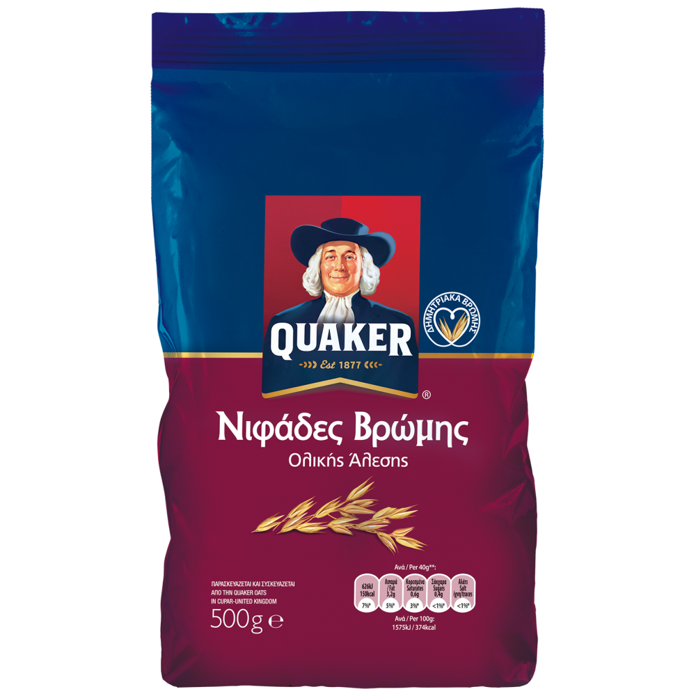 Quaker Νιφάδες Βρώμης Σε Σακούλακι 500gr