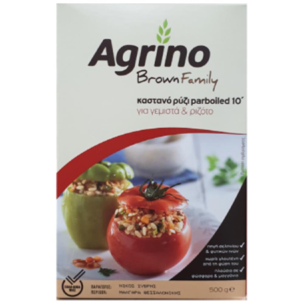 Agrino Brown Family Ρύζι Καστανό Γεμιστά-Ριζότο 10λεπτο Ελλάδος 500gr