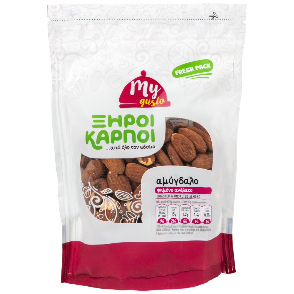 My Gusto Αμύγδαλο Ψημένο Χωρίς Αλάτι Ελληνικό 200gr