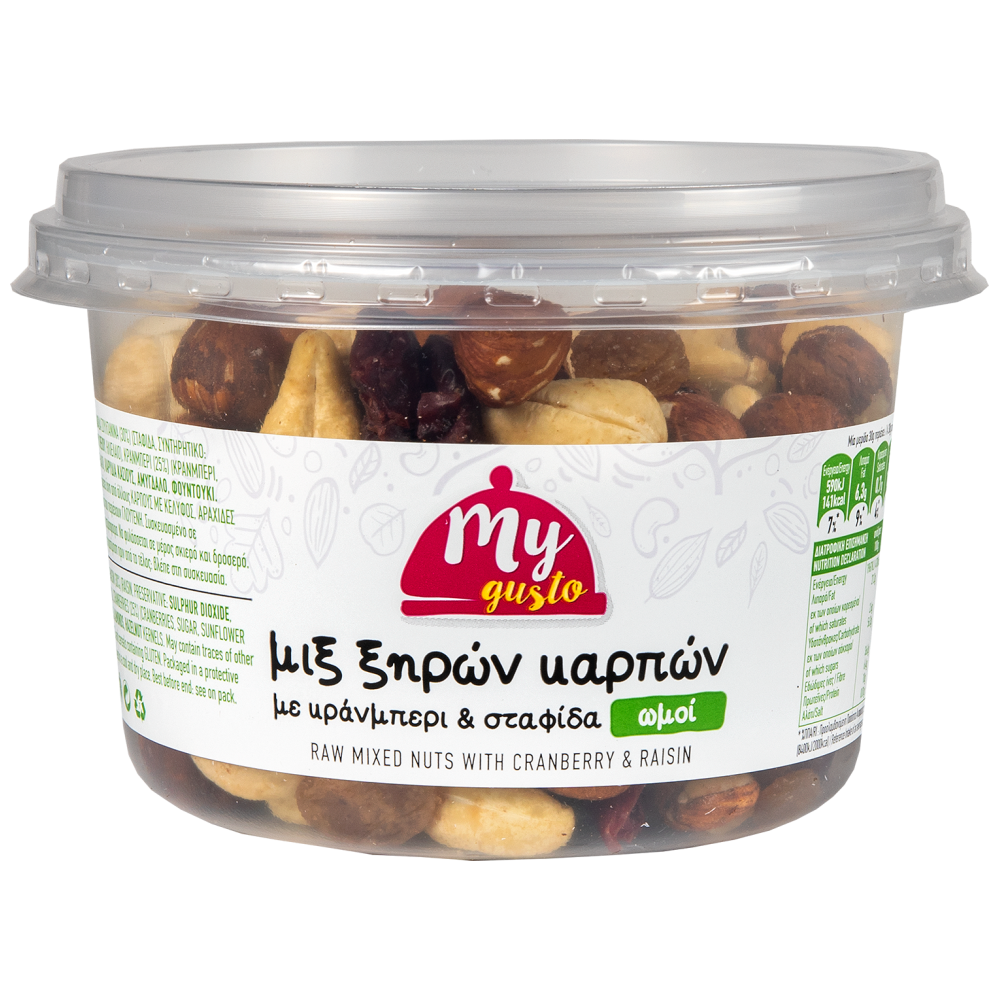My Gusto Μιξ Ξηρών Καρπών Ωμών Κράνμπερυ&Σταφίδα 220gr