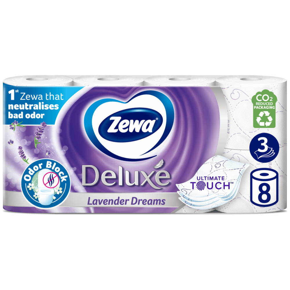 Zewa Deluxe Χαρτί Υγείας Λεβάντα 3φύλλων 8άρι 0,704kg
