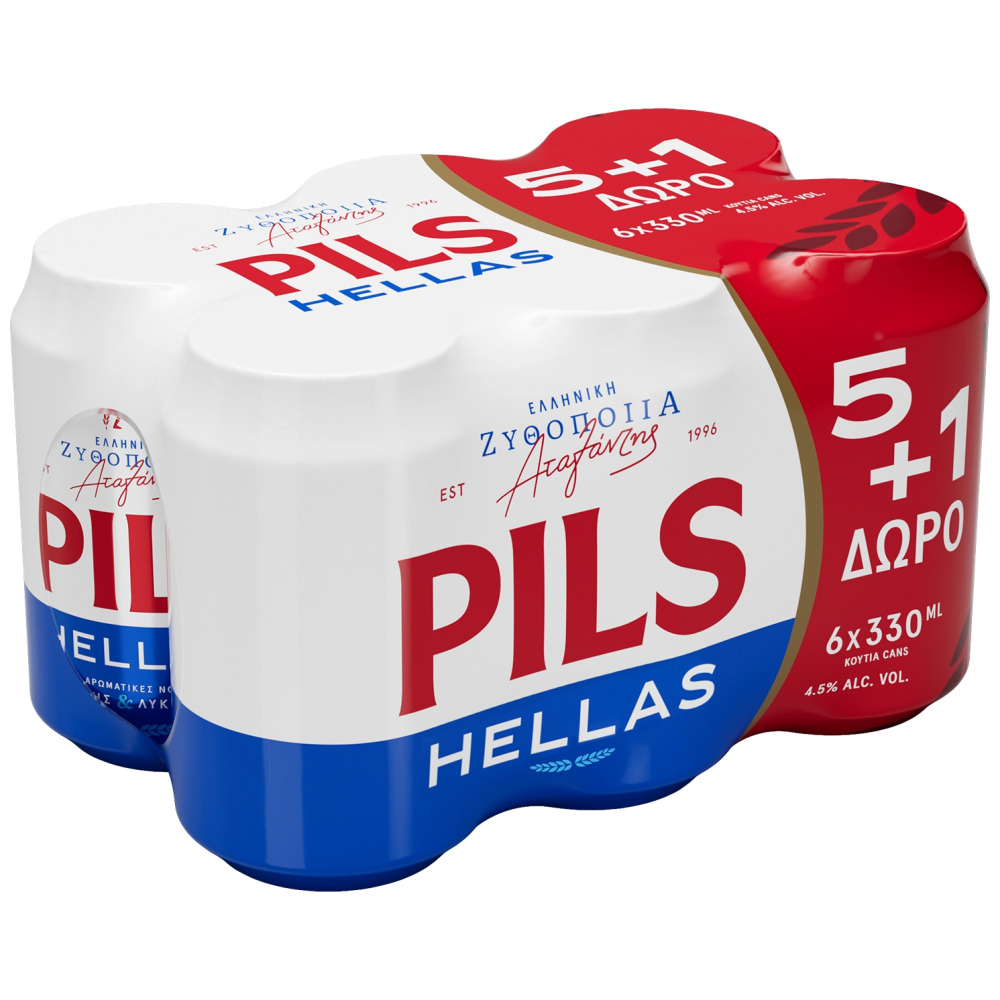 Pils Hellas Μπίρα Κουτί 330ml 5+1 Δώρο