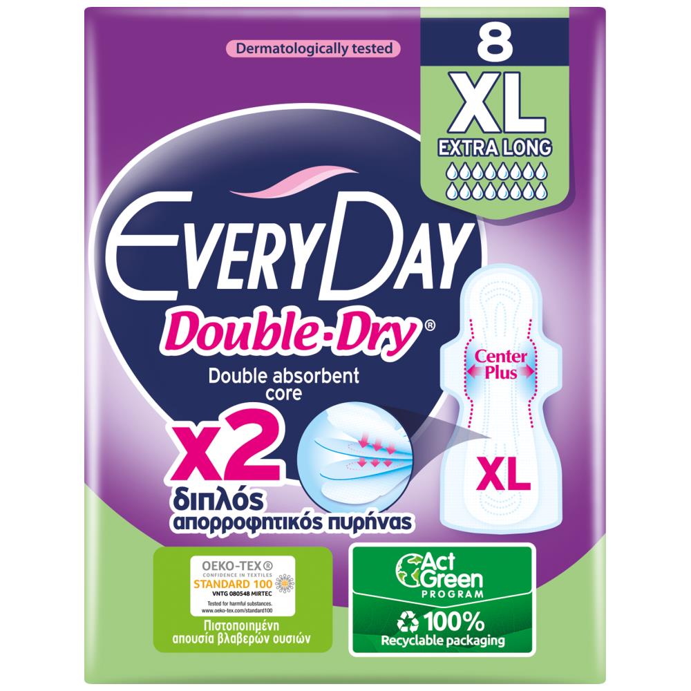 Everyday Σερβιέτες Double Dry Ultra Plus Extra Lοng 8τεμ