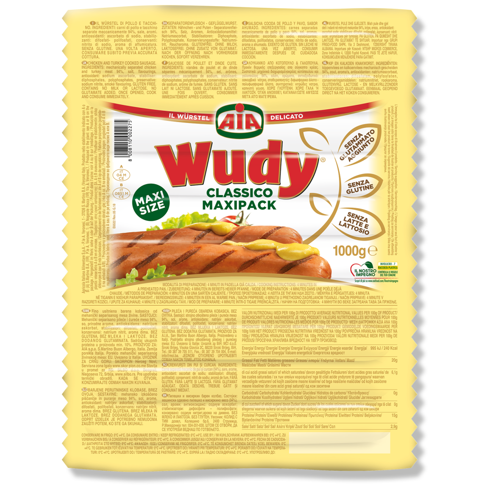 Wudy Λουκάνικα Τύπου Φρανκφούρτης Κοτόπουλο & Γαλοπούλα 1kg