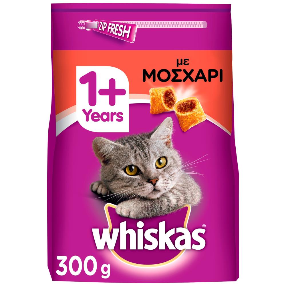 Whiskas Adult Μοσχάρι Ξηρά Τροφή Γάτας 300gr