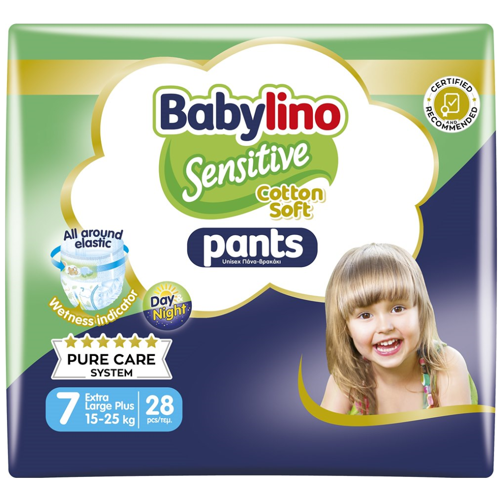 Babylino Πάνες Sensitive Cotton Soft Pants XL Plus No7 15-25kg 28τεμ