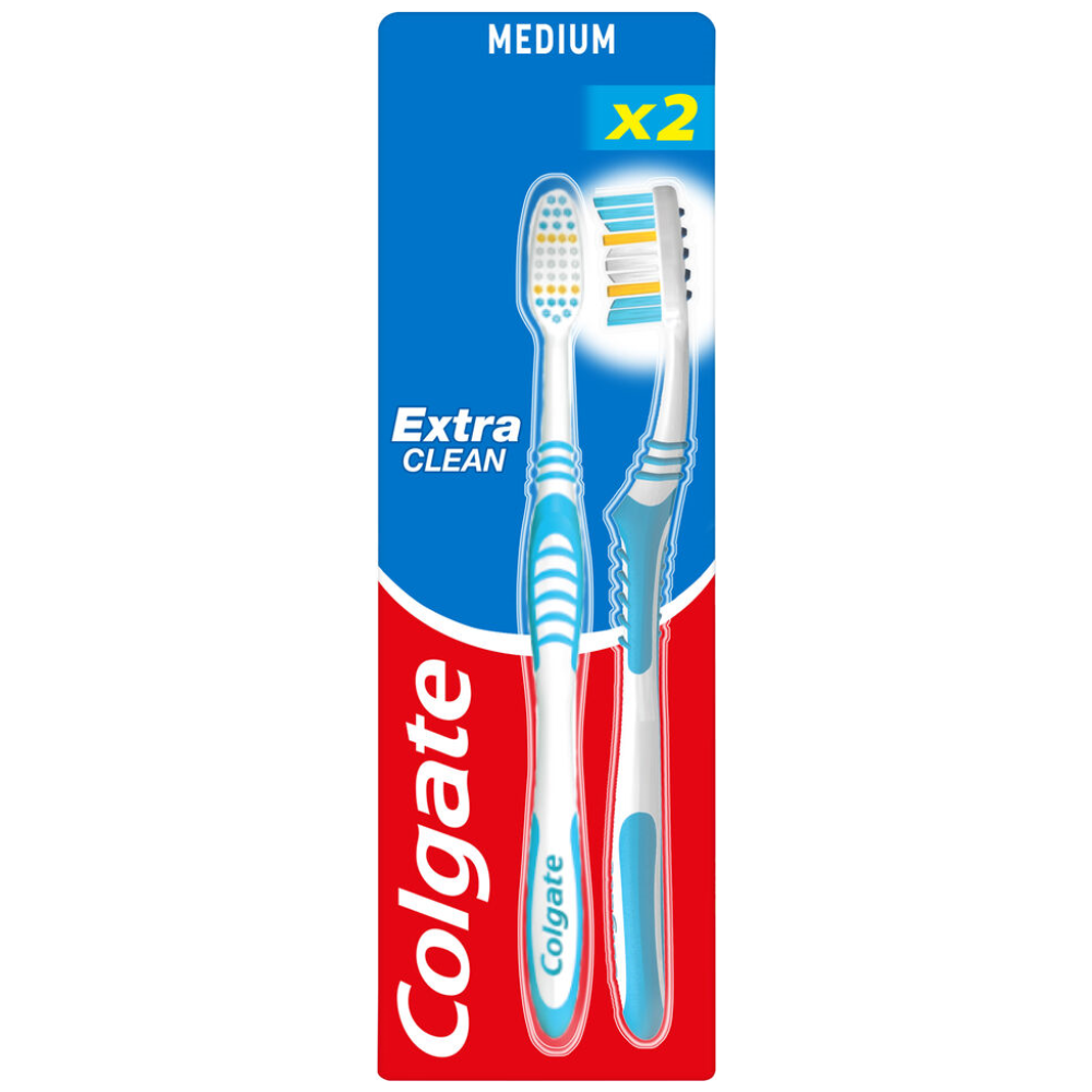 Colgate Extra Clean Μέτρια Οδοντόβουρτσα Διπλή Συσκευασία ΤΙΜΗ ΣΟΚ (2τεμ)