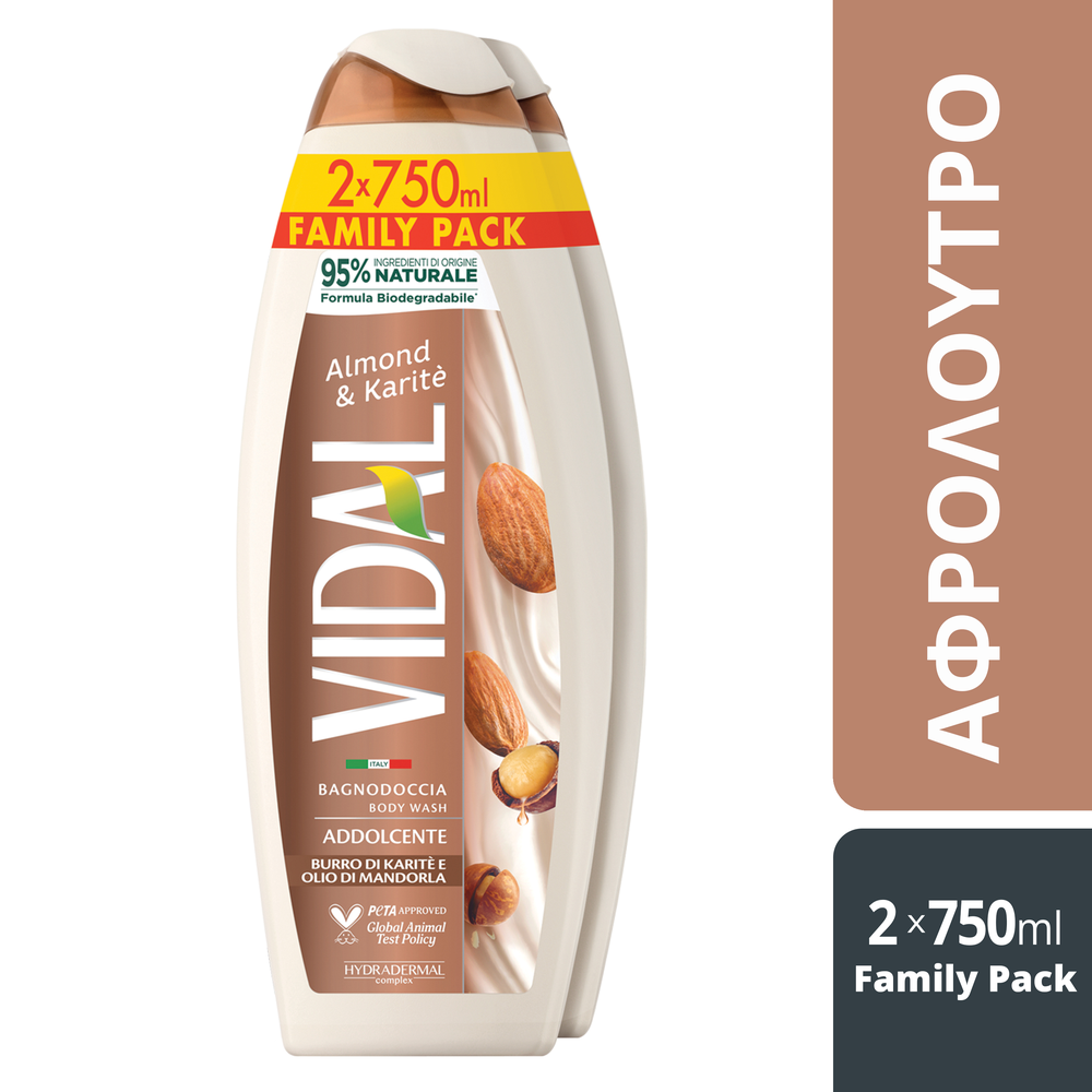 Vidal Shower Gel Almond & Carite 2x750ml