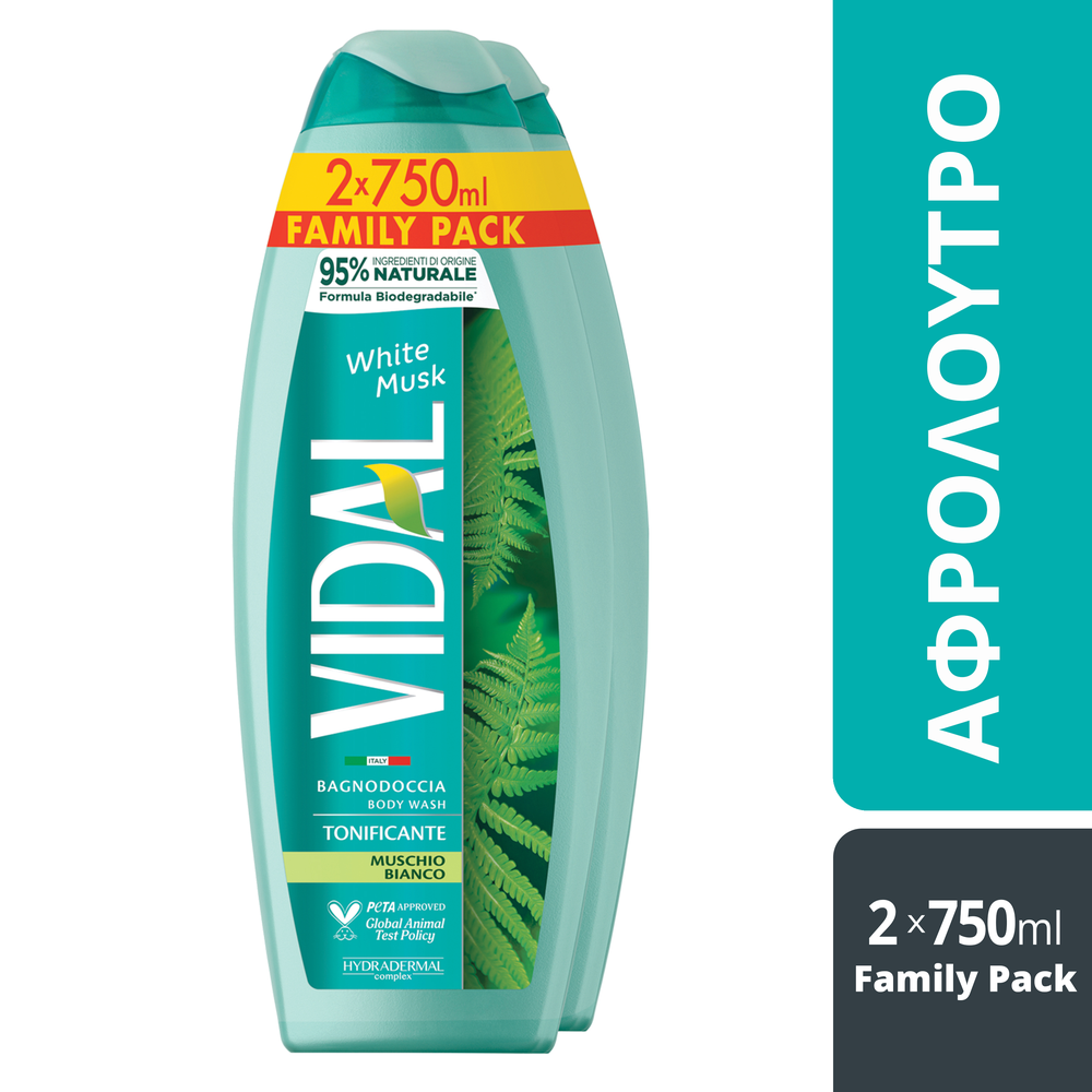 Vidal Shower Gel Wh Musk Family Pack 2x750ml
