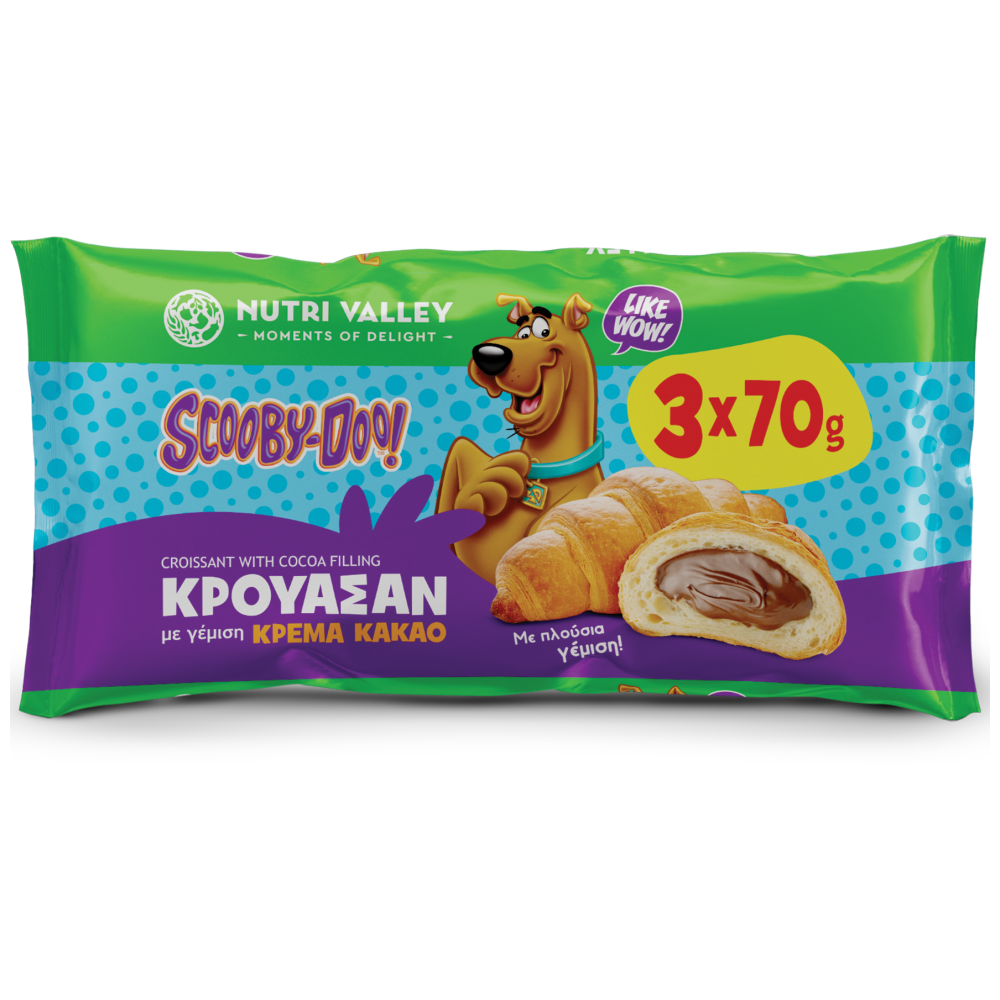 Nutri Valley Kρουασάν Με Γέμιση Scooby Doo Κρέμα Κακάο 3x70gr