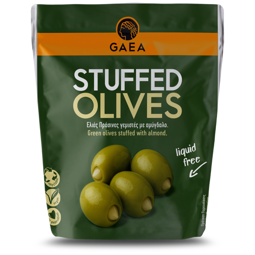 Gaea Ελιές Πράσινες Γεμιστές Με Αμύγδαλο 120gr