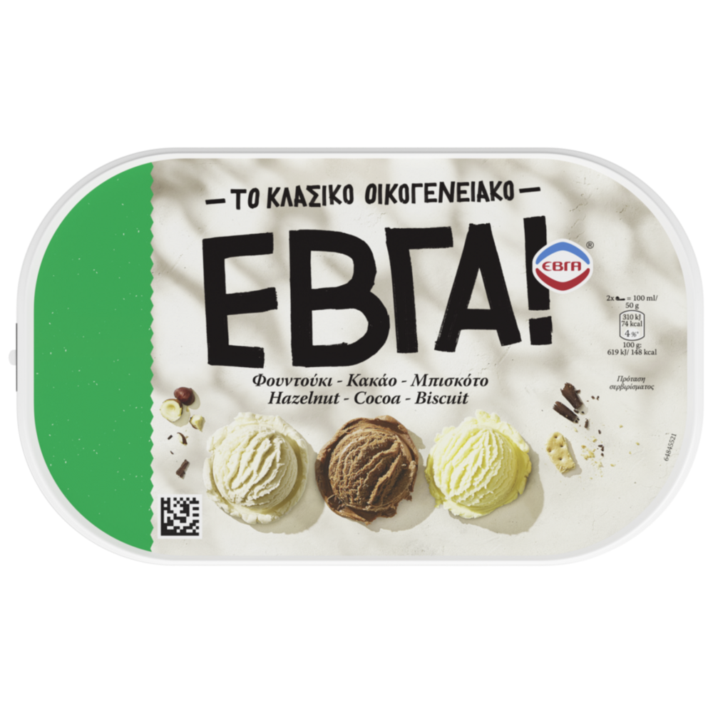Έβγα Παγωτό Φουντούκι Κακάο Μπισκότο 1350gr 2700ml