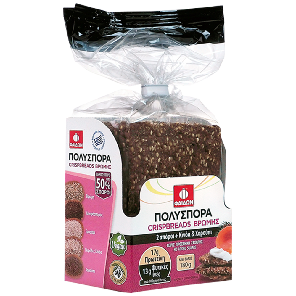 Φαίδων Crispbread Βρώμης Με Κινόα & Χαρούπι 180gr