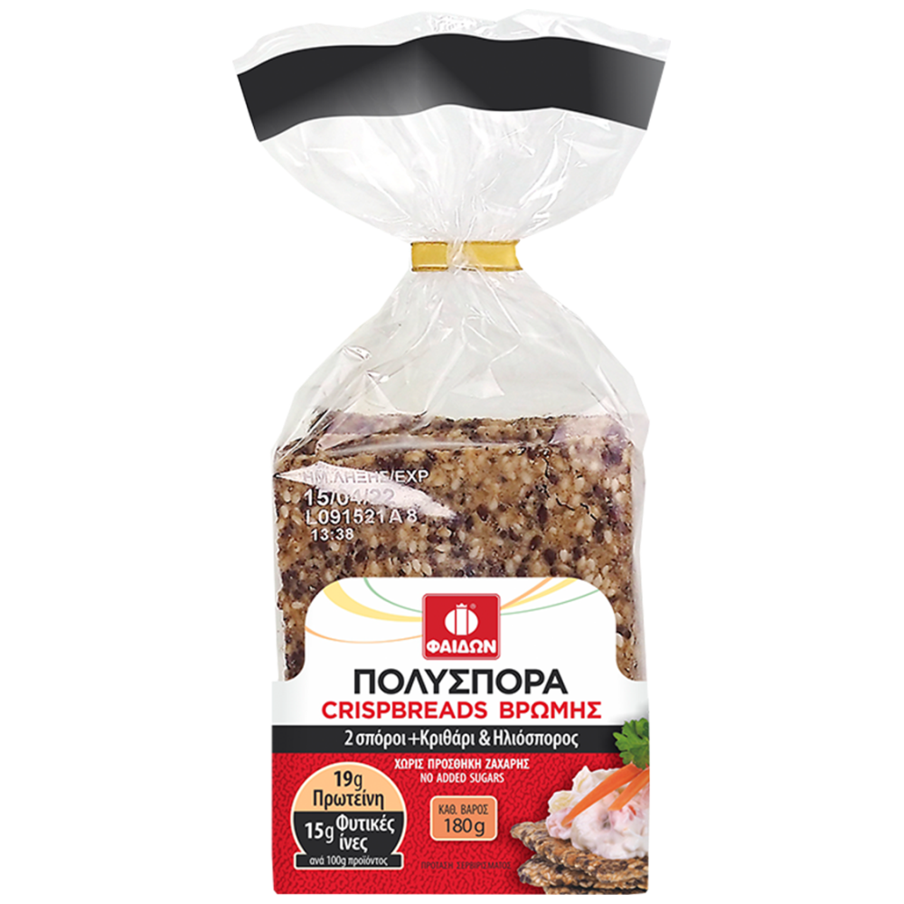 Φαίδων Crispbread Βρώμης Με Ηλιόσπορο & Κριθάρι 180gr