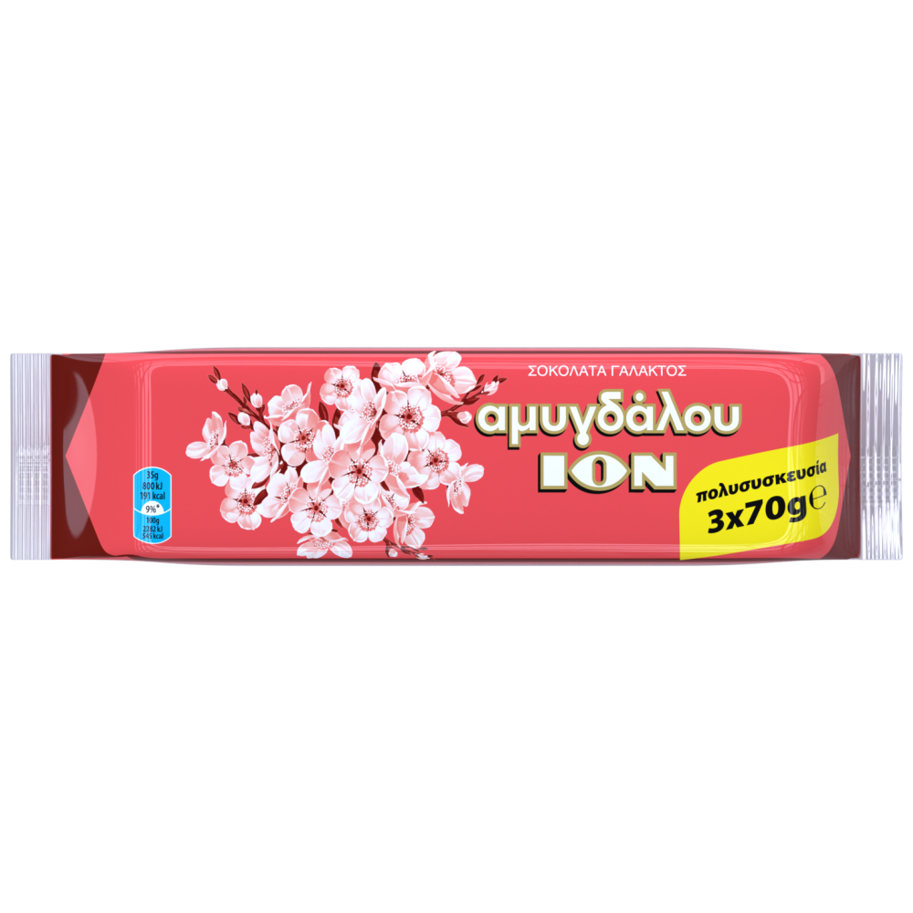ΙΟΝ Σοκολάτα Γάλακτος Με Αμύγδαλο 3x70gr
