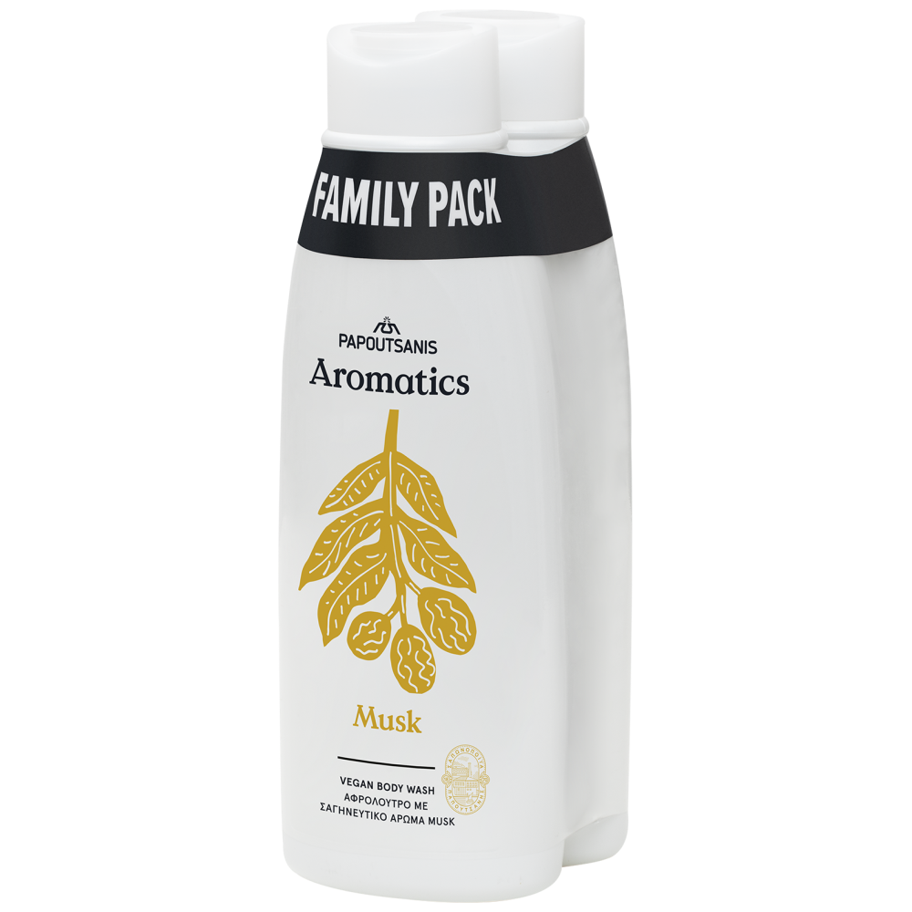 Papoytsanis Aromatics Αφρόλουτρο Με Άρωμα Musk 2x650gr