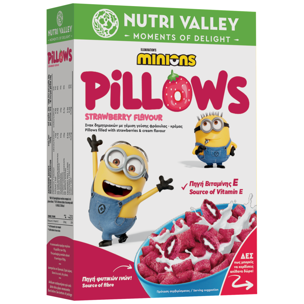 Nutry Valley Δημητριακά Minios Strawberry Flavors Pillows 375gr