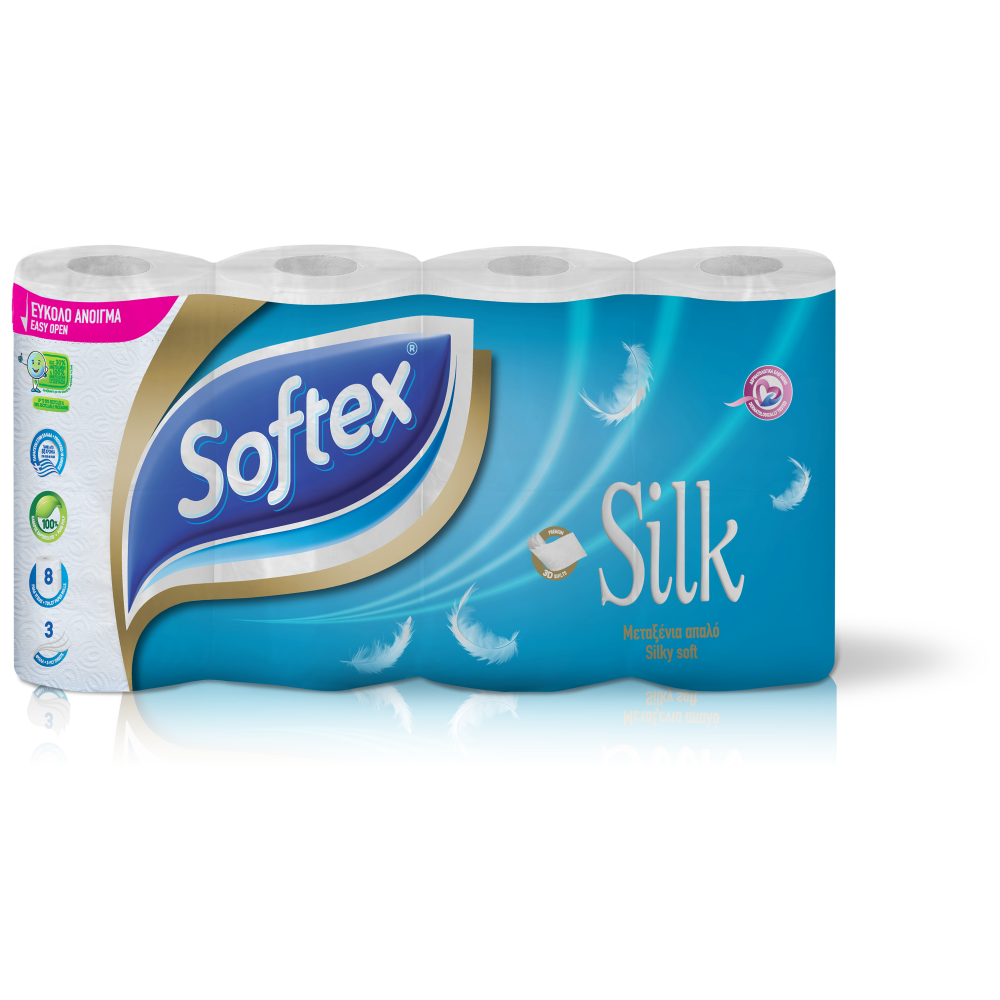 Softex Silk Χαρτί Υγείας 3 φύλλων 8άρι 0,760kg