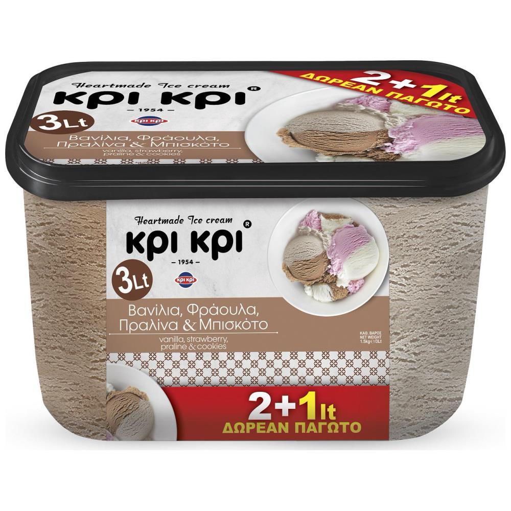 Κρι Κρι Heartmade Βανίλια Φράουλα Μπισκότο 1,5Kg 3 lt