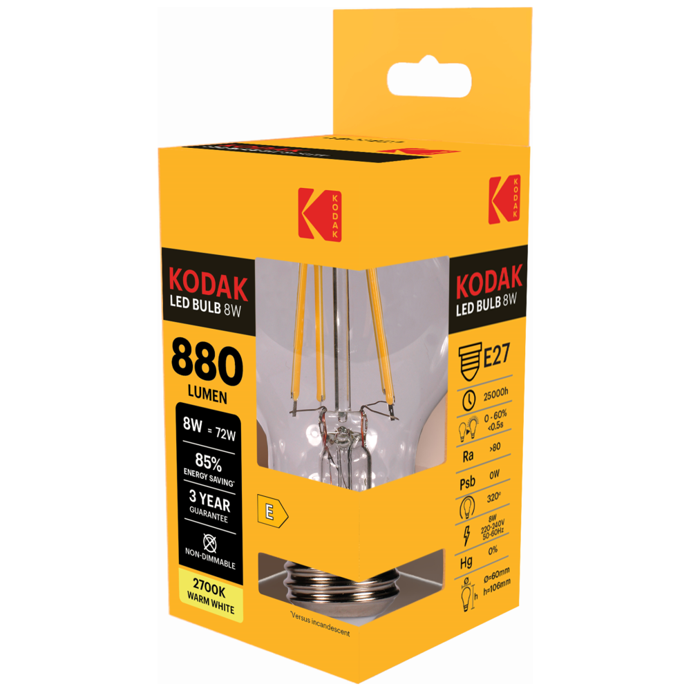 Kodak Λάμπα Πυρακτώσεως Clear Led A60 E27 8W