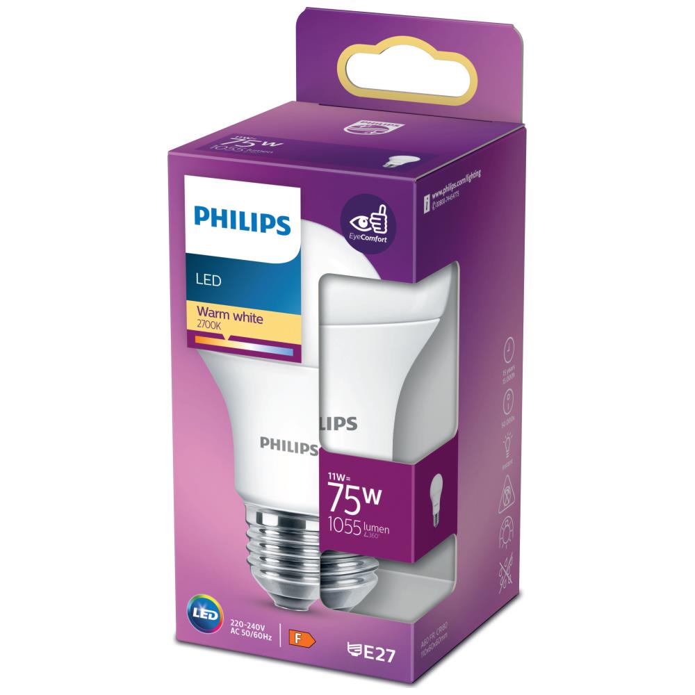 Philips Λάμπα Led Κλασσική Θερμού Φωτός 11W Ε27