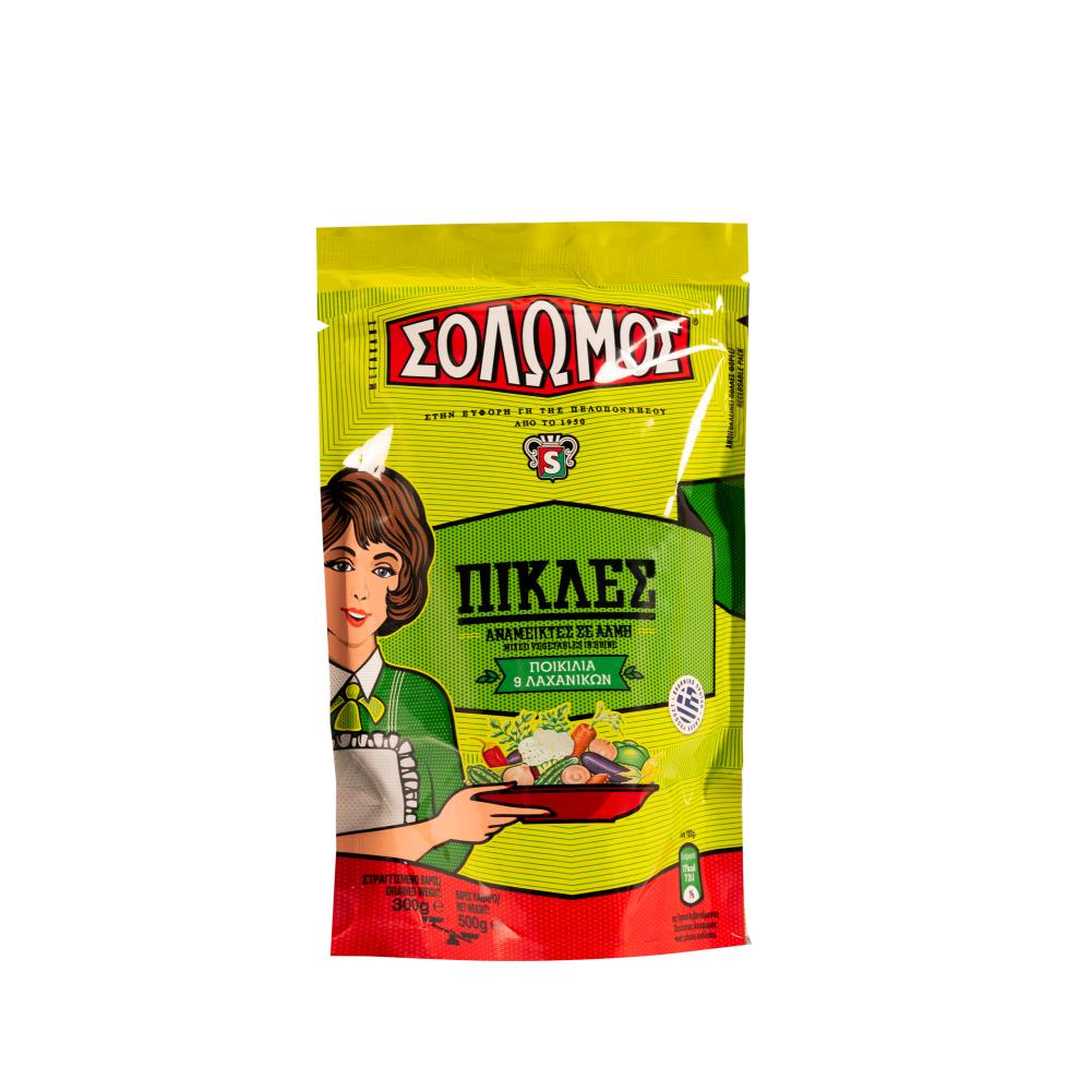 Σολωμός Πίκλες 9 Ειδών Σακουλάκι 500gr (Στραγγ. Βάρος 300gr)