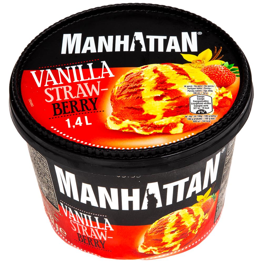 Manhattan Παγωτό Βανίλια-Φράουλα 757gr (1400ml)