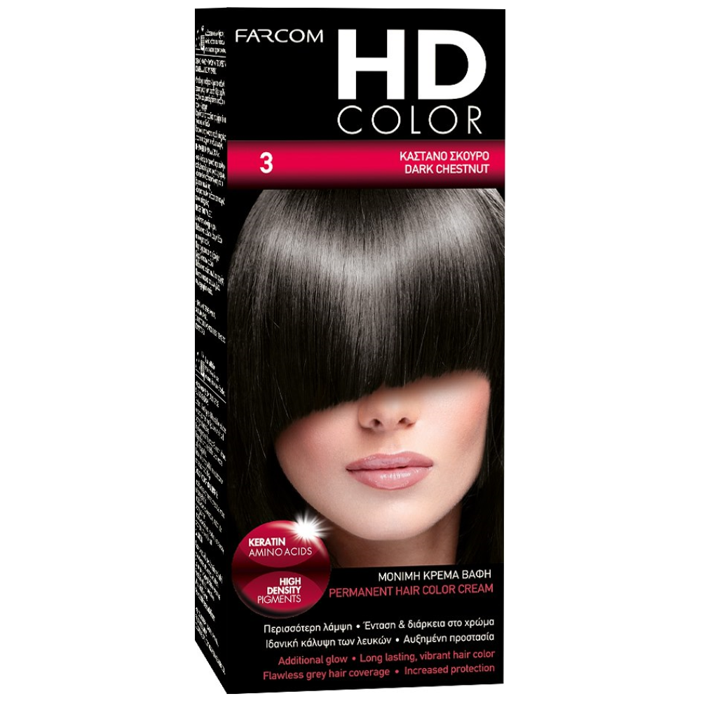 HD Color Σετ Βαφής Μαλλιών Ν3 Καστανό Σκούρο