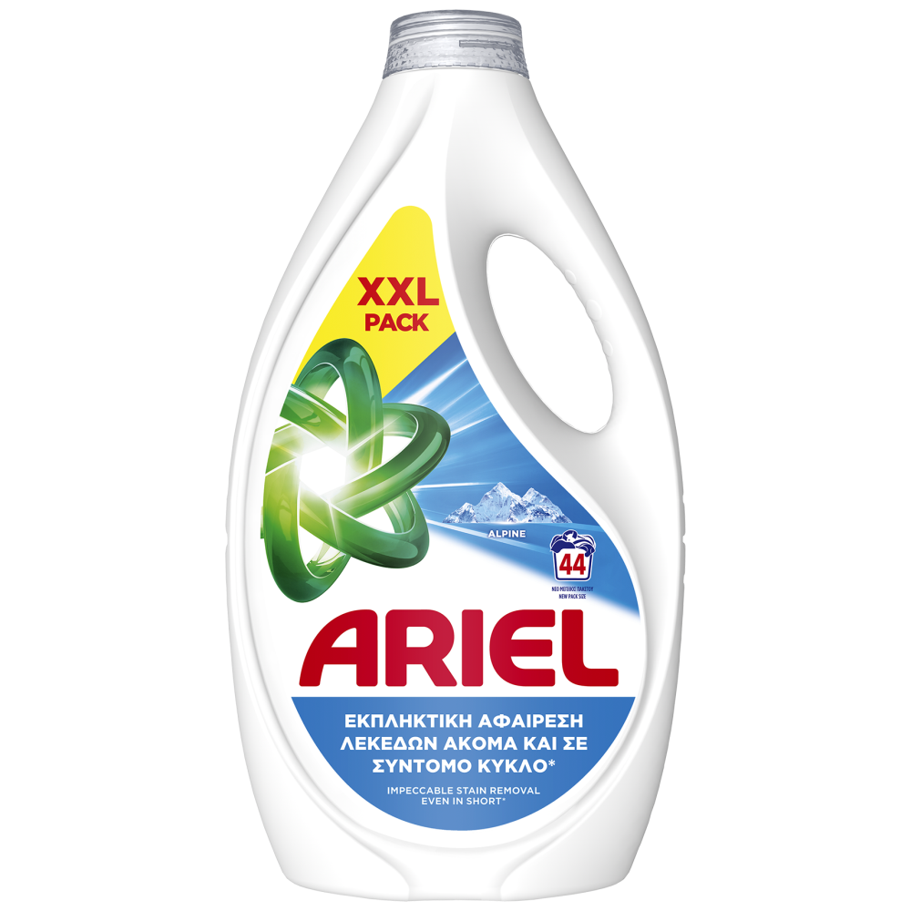 Ariel Απορρυπαντικό Πλυντηρίου Ρούχων Υγρό Alpine 44 Μεζ.