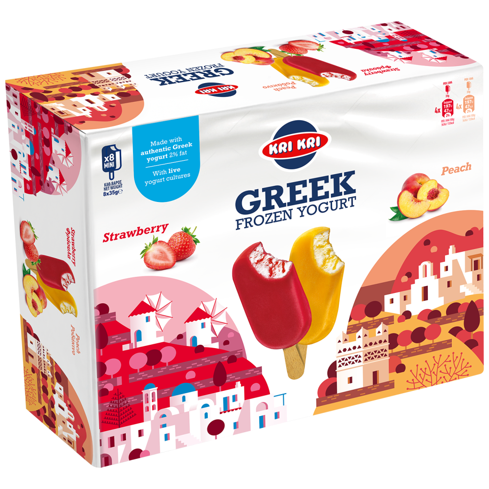 Κρι Κρι Greek Frozen Yogurt Mini Mix Φράουλα-Ροδάκινο 280gr