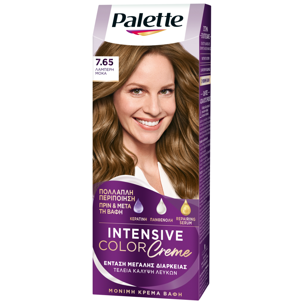 Palette Κρέμα Βαφή Μαλλιών Ν7.65 Λαμπερή Μόκα