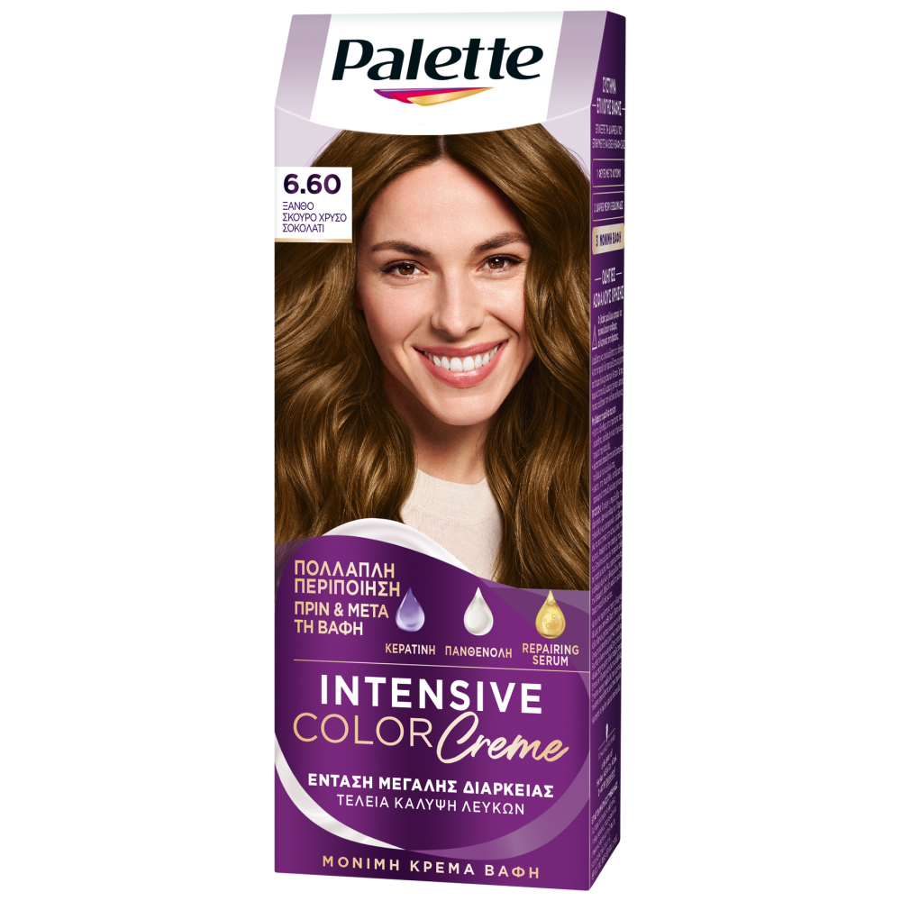 Palette Κρέμα Βαφή Μαλλιών N6.60 Ξανθό Σκούρο Χρυσό Σοκολατί