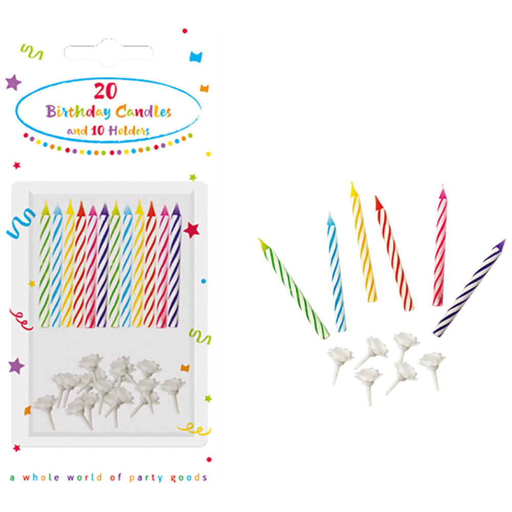 Κεριά Γενεθλίων Decorata 20+10 Βάσεις