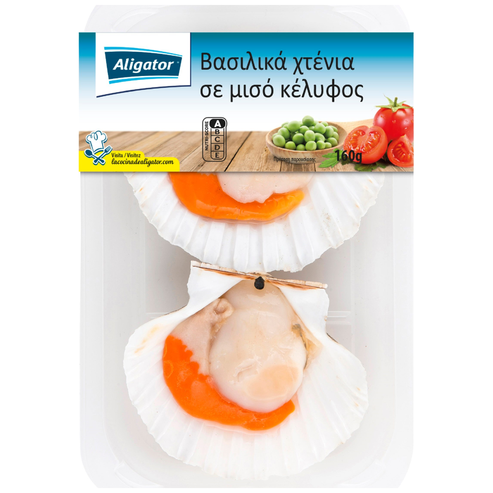 Aligator Βασιλικά Χτένια Σε Μισό Κέλυφος Κατεψυγμένα 160gr
