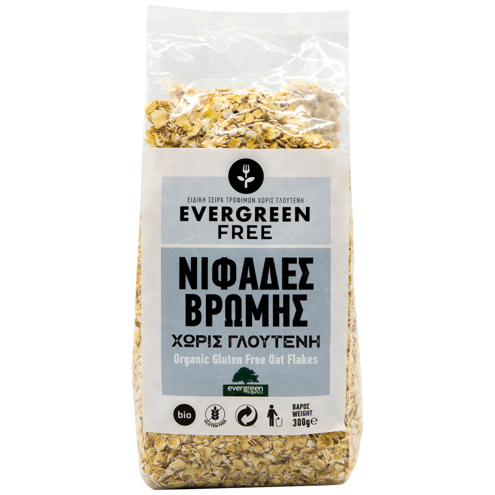 Evergreen Eat Free Nιφάδες Βρώμης Ολικής Bio Χωρίς Γλουτένη 300gr