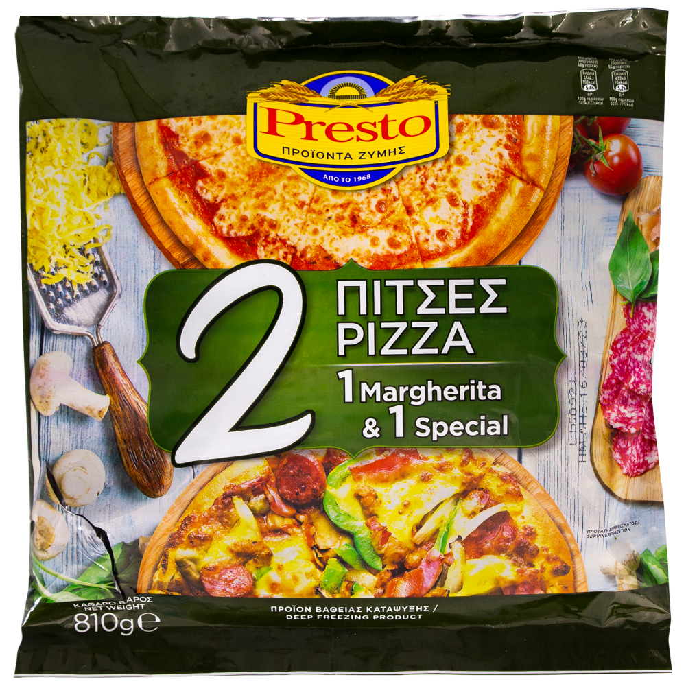 Presto Πίτσα Special & Μαργαρίτα (2 τμχ) Kατεψυγμένη 810gr
