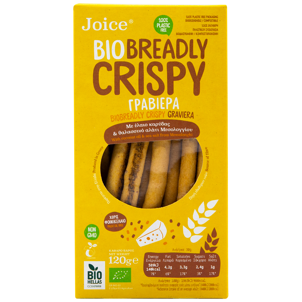 Joice Breadly Crispy Κριτσίνια Με Γραβιέρα Bio 120gr